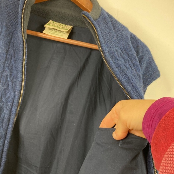 Aran Woolen Mills Sweater Vest Mens XL Blue Wool Cable Knit Cotton Lining - Picture 12 of 16